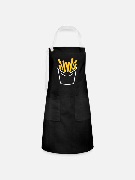 Pommes frites - Kontrastschürze - Schwarz/Weiß