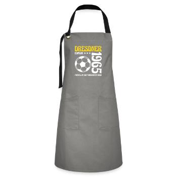 Dresden Birthday 1965 Football Gift - Artisan Apron - grey/black - Front - Zoe (177cm)