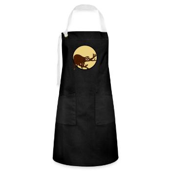 night moon sun evening round circle sloth despan - Artisan Apron - black/white - Front - Zoe (177cm)