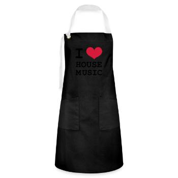 I Love House Music! - Artisan Apron - black/white - Front - Zoe (177cm)