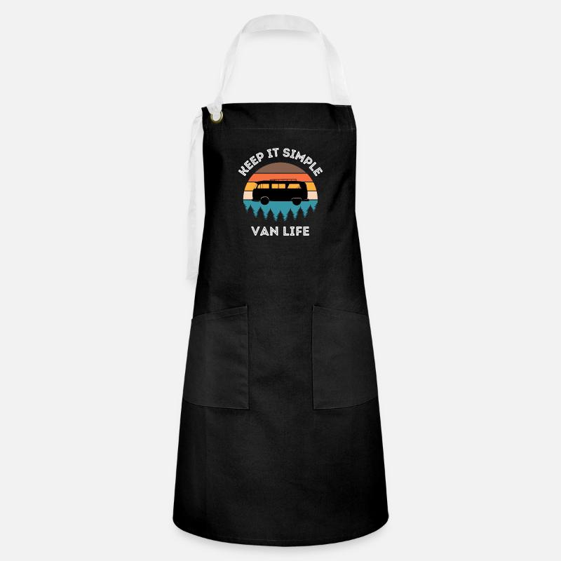 Keep It Simple Van Life Camp Lover Camper Camping - Tablier contrasté - noir/blanc