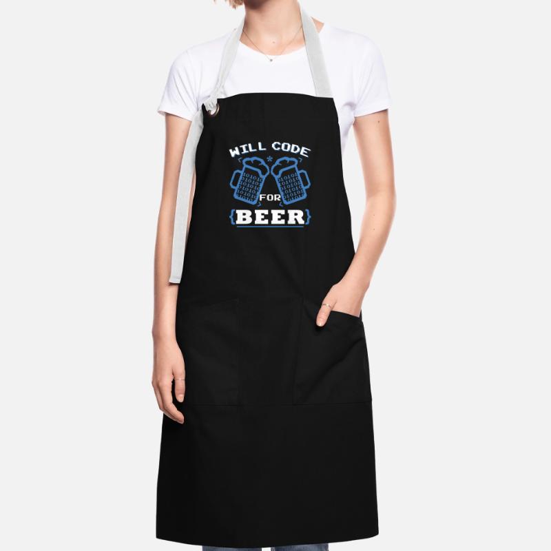 Will Code pour la bière | Codage du programmeur Tablier contrasté