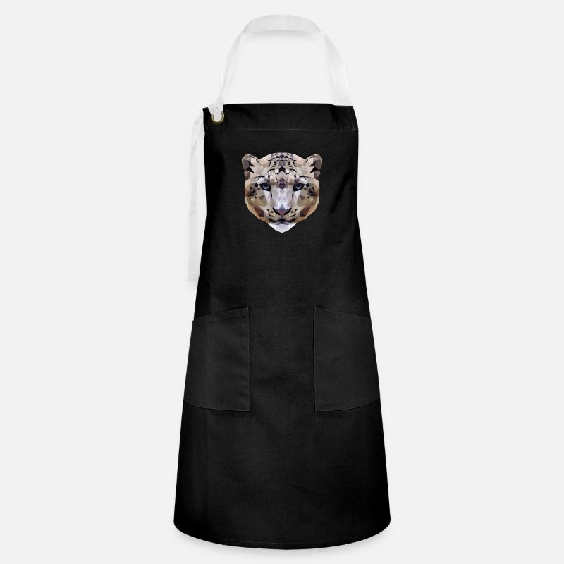 snow leopard geometric - Artisan Apron - black/white