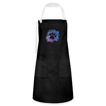 Pfotenabdruck Hundepfote Galaxy Hundebesitzer - Kontrastschürze - Schwarz/Weiß - Vorne - Zoe (177cm)