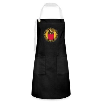 Strahlen Pommes Frites - Kontrastschürze - Schwarz/Weiß - Vorne - Zoe (177cm)