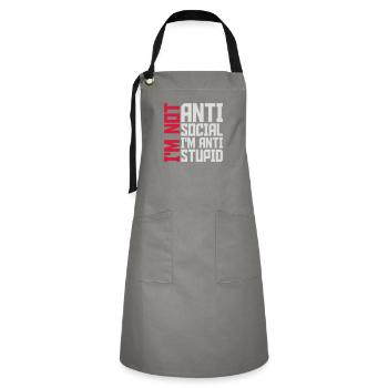 not antisocial anti stupid - Artisan Apron - grey/black - Front - Zoe (177cm)