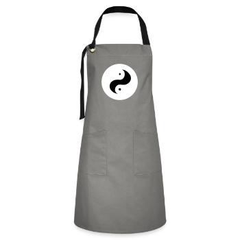 Yin Yang Signe Symbole Paix Bonheur Vecteur 5 - Tablier contrasté - gris/noir - Devant - Zoe (177cm)