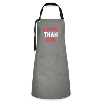 Fitter denn je, Fitness-Motivationszitat - Kontrastschürze - Grau/Schwarz - Vorne - Zoe (177cm)
