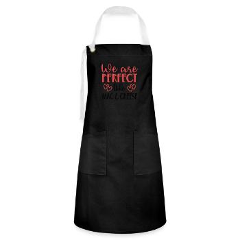 We are Perfect like Mac & Cheese - Artisan Apron - black/white - Front - Zoe (177cm)