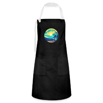 Surfer Surfbrett Surferin Wellenreiten surfen - Kontrastschürze - Schwarz/Weiß - Vorne - Zoe (177cm)