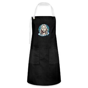 Jesus Christ #06 - Kontrastschürze - Schwarz/Weiß - Vorne - Zoe (177cm)