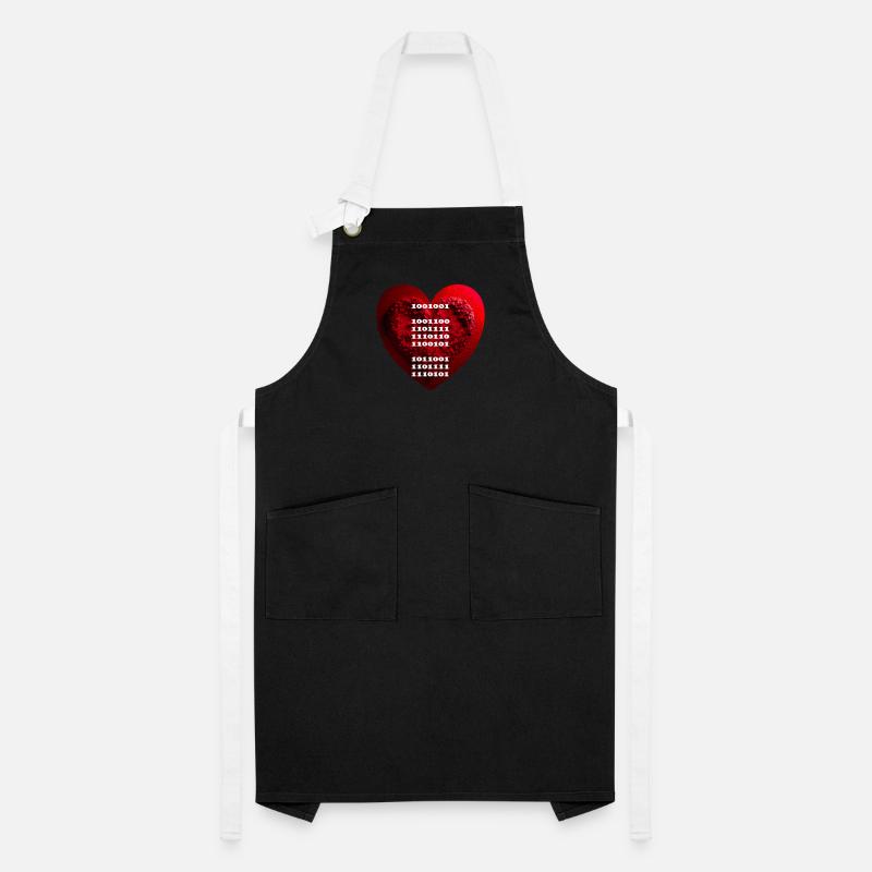 Encrypted declaration of love in binary code Artisan Apron