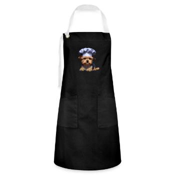 Yorkshire Terrier Puppy Restaurateur Chien de cuisine - Tablier contrasté - noir/blanc - Devant - Zoe (177cm)
