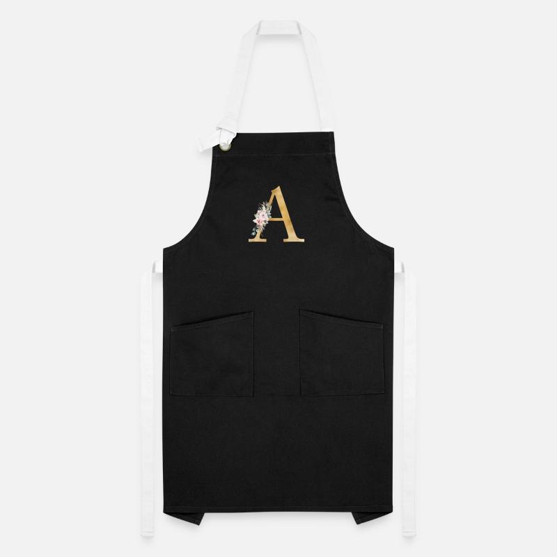 Customizable Monogram A Floral Artisan Apron