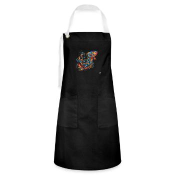 Abstract fish motif for summer ocean flair - Artisan Apron - black/white - Front - Zoe (177cm)