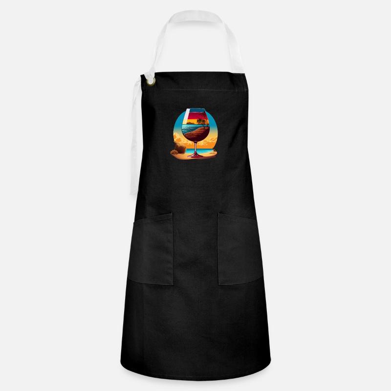 Red wine on the beach - Artisan Apron - black/white