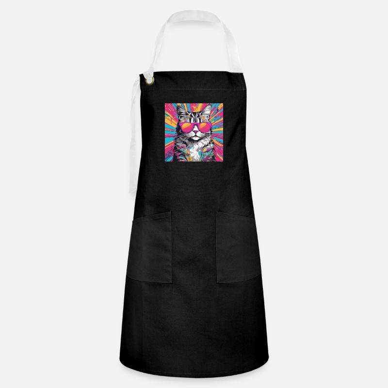 Neon Cat - Artisan Apron - black/white