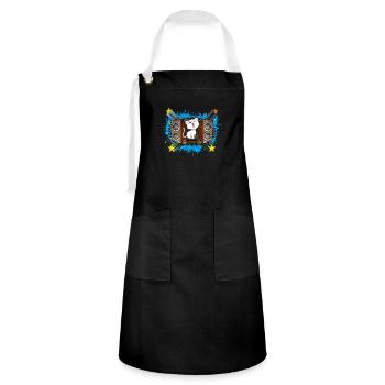 Singende Katze - Kontrastschürze - Schwarz/Weiß - Vorne - Zoe (177cm)