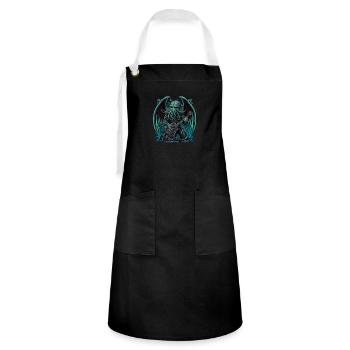 Cthulhu-Felsen - Kontrastschürze - Schwarz/Weiß - Vorne - Zoe (177cm)