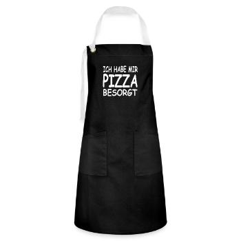 Pizza - Kontrastschürze - Schwarz/Weiß - Vorne - Zoe (177cm)