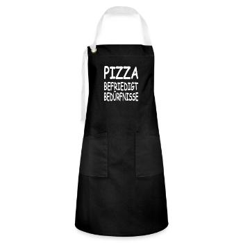 Pizza - Kontrastschürze - Schwarz/Weiß - Vorne - Zoe (177cm)