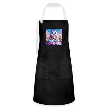 Gato Loco Meditation Yoga Yogi Cat Lotus Position Cat - Artisan Apron - black/white - Front - Zoe (177cm)
