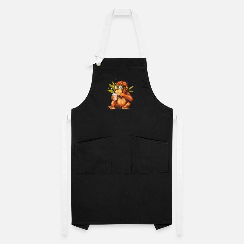 Funny monkey with cool drink Artisan Apron