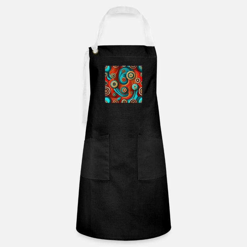 Modern Ajrakh Seamless Pattern - Artisan Apron - black/white