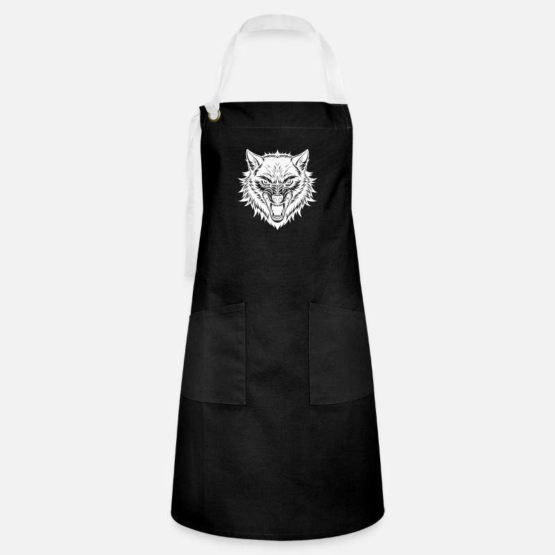Alpha Wolf - Artisan Apron - black/white