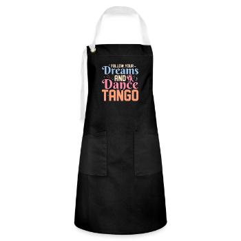 Follow Your Dreams And Dance Tango Latin Music Tan - Artisan Apron - black/white - Front - Zoe (177cm)