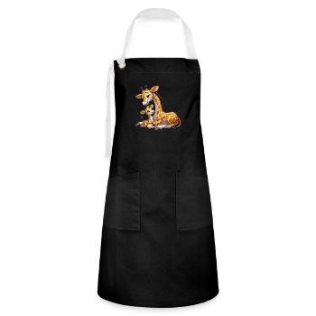 Giraffe mother with child - Artisan Apron - black/white - Front - Zoe (177cm)