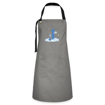 Letter j Blue Clouds Airplane Child - Artisan Apron - grey/black - Front - Zoe (177cm)