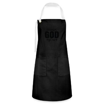 No worries god got me - Kontrastschürze - Schwarz/Weiß - Vorne - Zoe (177cm)
