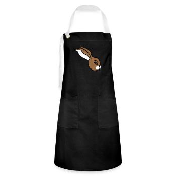 Bunny face peeking sideways profile side view - Artisan Apron - black/white - Front - Zoe (177cm)