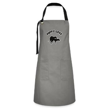 Puppy Love Black Grunge - Artisan Apron - grey/black - Front - Zoe (177cm)