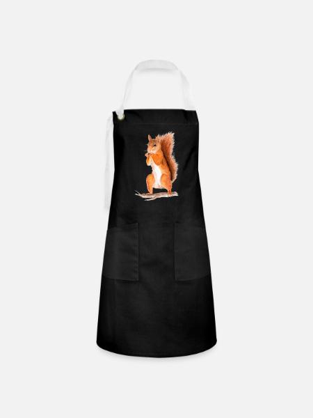 eichhörnchen - Kontrastschürze - Schwarz/Weiß