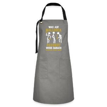 Party Urlaub Mallorca - Kontrastschürze - Grau/Schwarz - Vorne - Zoe (177cm)