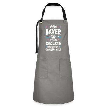 Boxer Dog Saying - Artisan Apron - grey/black - Front - Zoe (177cm)