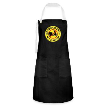 Motor Scooter? No Thanks! (3-color) - Artisan Apron - black/white - Front - Zoe (177cm)