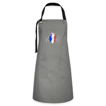 Frankreich Herzschlag - Kontrastschürze - Grau/Schwarz - Vorne - Zoe (177cm)