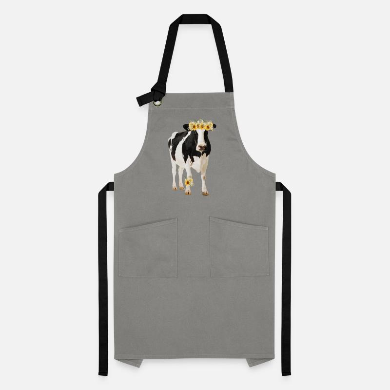 Vache Holstein avec des fleurs Tablier contrasté