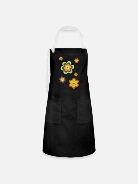 limited edition 3a flower power - Kontrastschürze - Schwarz/Weiß
