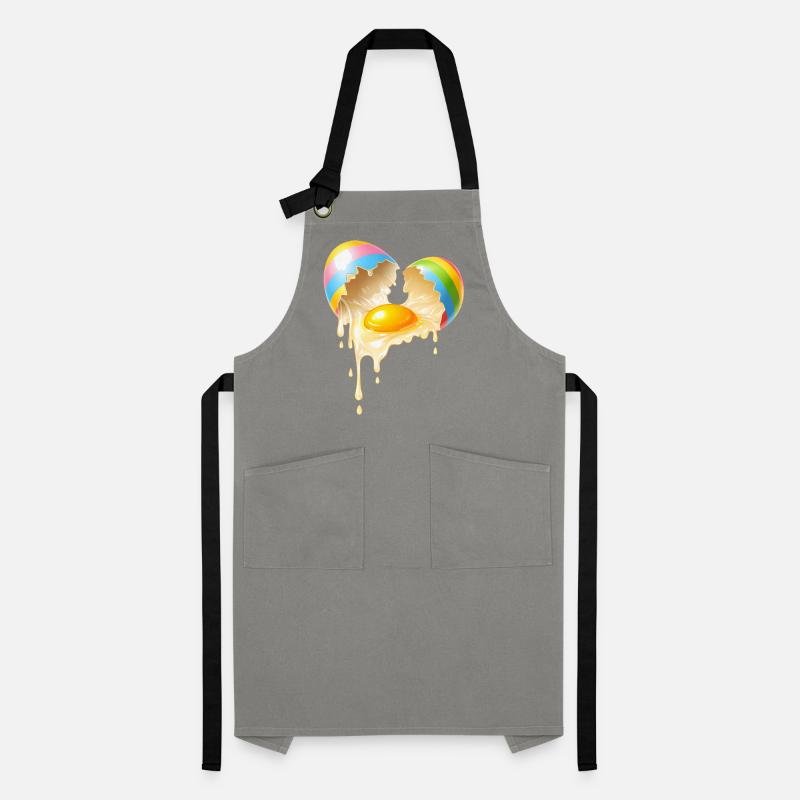 Broken Easter egg with flowing egg yolk Artisan Apron