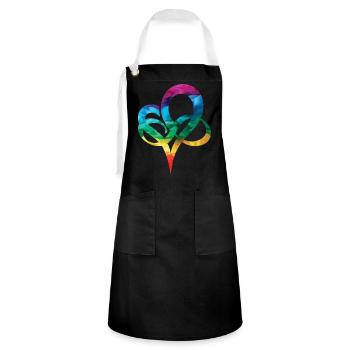 LGBTQ Regenbogen Herz Pride Heart Geschenk - Kontrastschürze - Schwarz/Weiß - Vorne - Zoe (177cm)