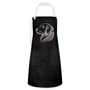 Golden Retriever Kopf Silhouette minimalistisches - Kontrastschürze - Schwarz/Weiß - Vorne - Zoe (177cm)