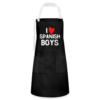 I love Spanish boys - Artisan Apron - black/white - Front - Zoe (177cm)