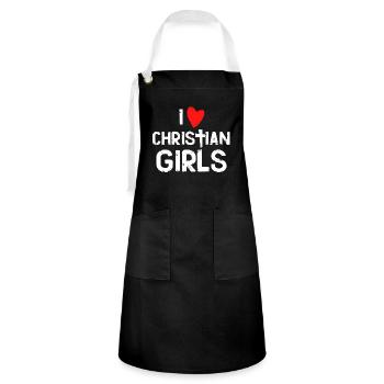 I love Christian girls - Artisan Apron - black/white - Front - Zoe (177cm)
