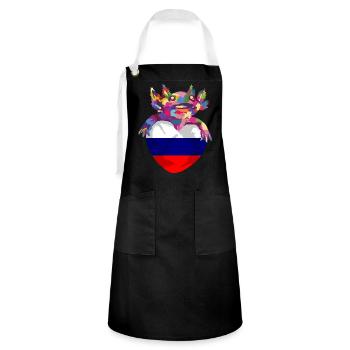 Russia Flag Vintage Russian Flag Used Look - Artisan Apron - black/white - Front - Zoe (177cm)