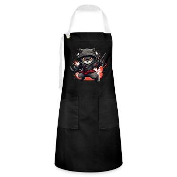 Japanische Katze Samurai Style für Katzen Fans - Kontrastschürze - Schwarz/Weiß - Vorne - Zoe (177cm)