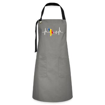Herzschlagdesign Moldau Moldawien Moldau - Kontrastschürze - Grau/Schwarz - Vorne - Zoe (177cm)